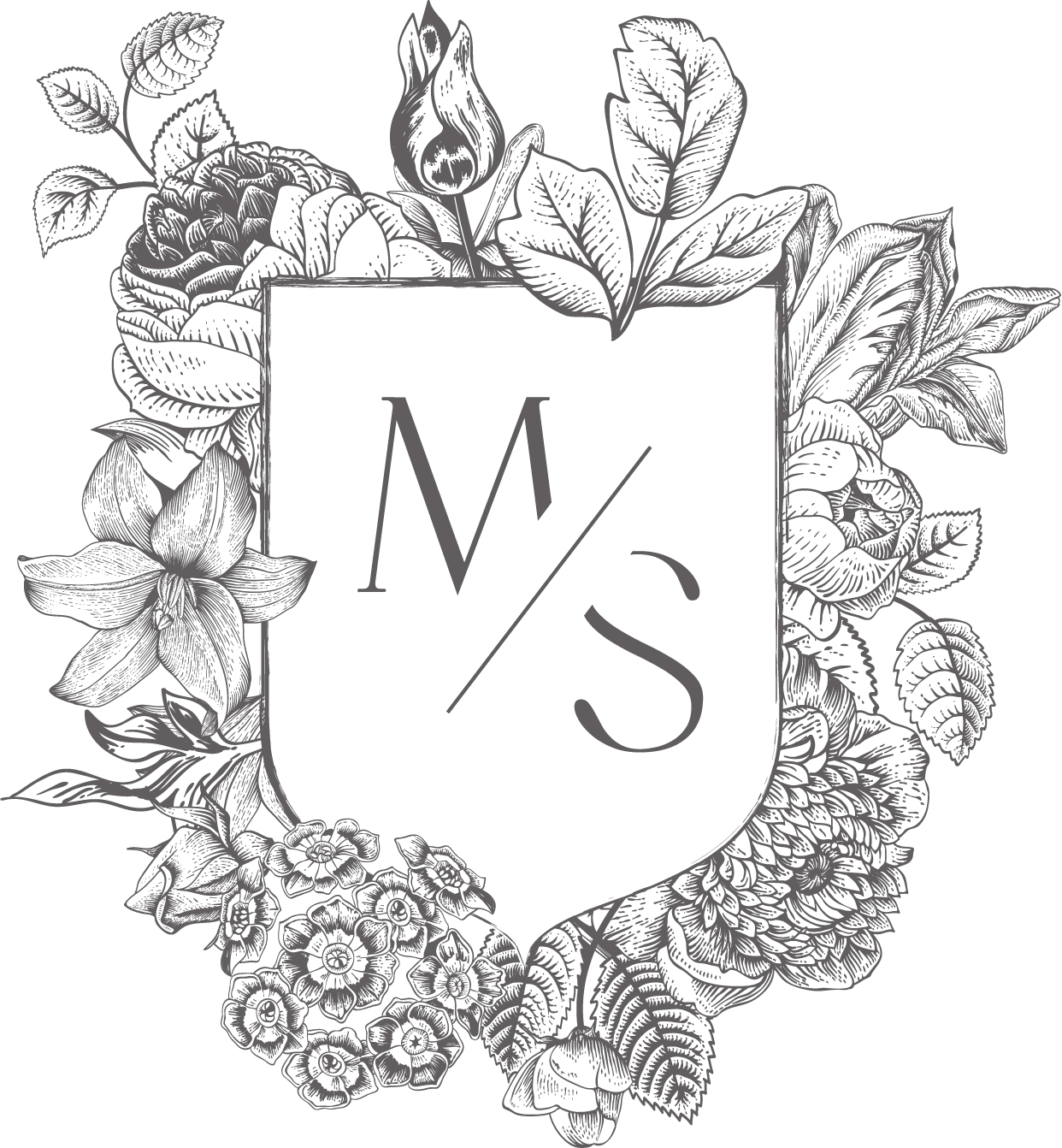 monogramme-fleuri-gris-charbon